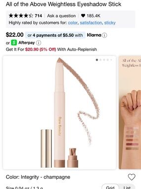 Rare Beauty Weightless Eyeshadow Stick — Integrity Champagne Nude